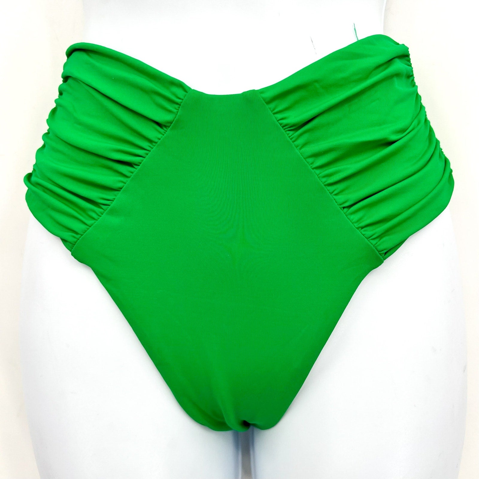BECCA Women's Color Code French Cut Bikini Bottom XS Emerald Green Shirred NWOT