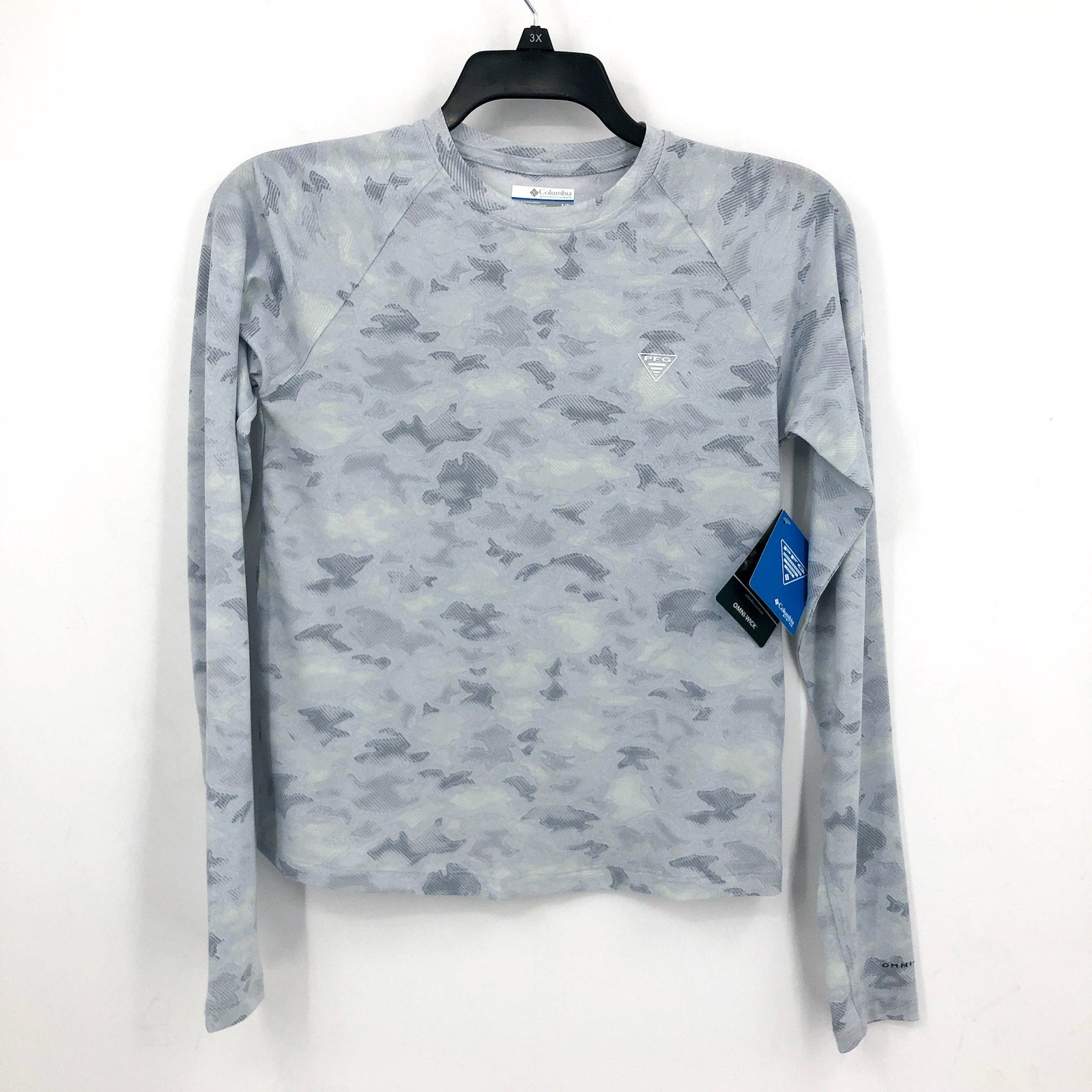 COLUMBIA PFG Womens Uncharted Knit Long Sleeve T-Shirt XS Cirrus Grey Waters NWT