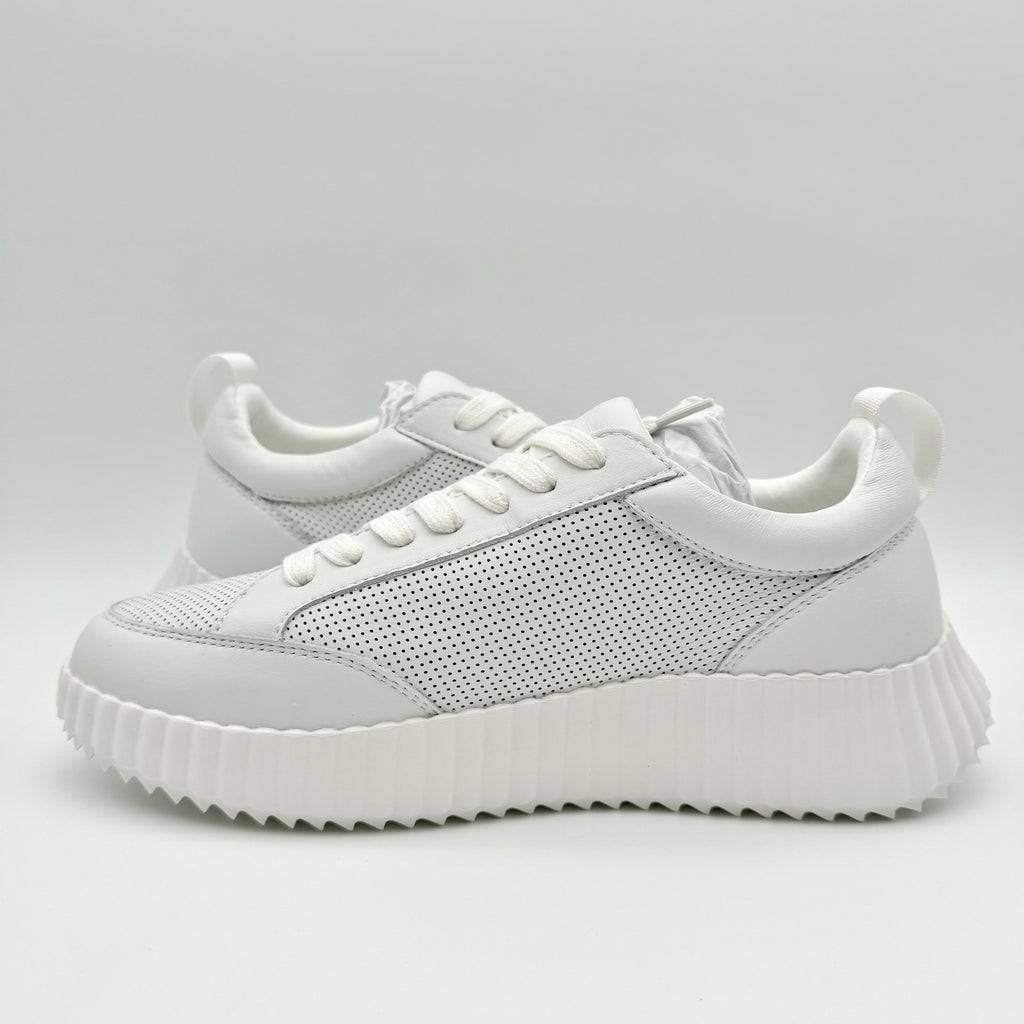 Steve Madden Womens Shock Sneakers US 7.5 M White Leather Platform NIB