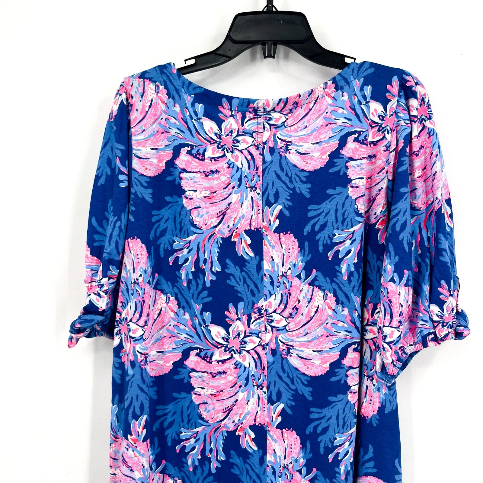 LILLY PULITZER Easley Short Sleeve Dress XXL Blue Pink For the Fans NWT