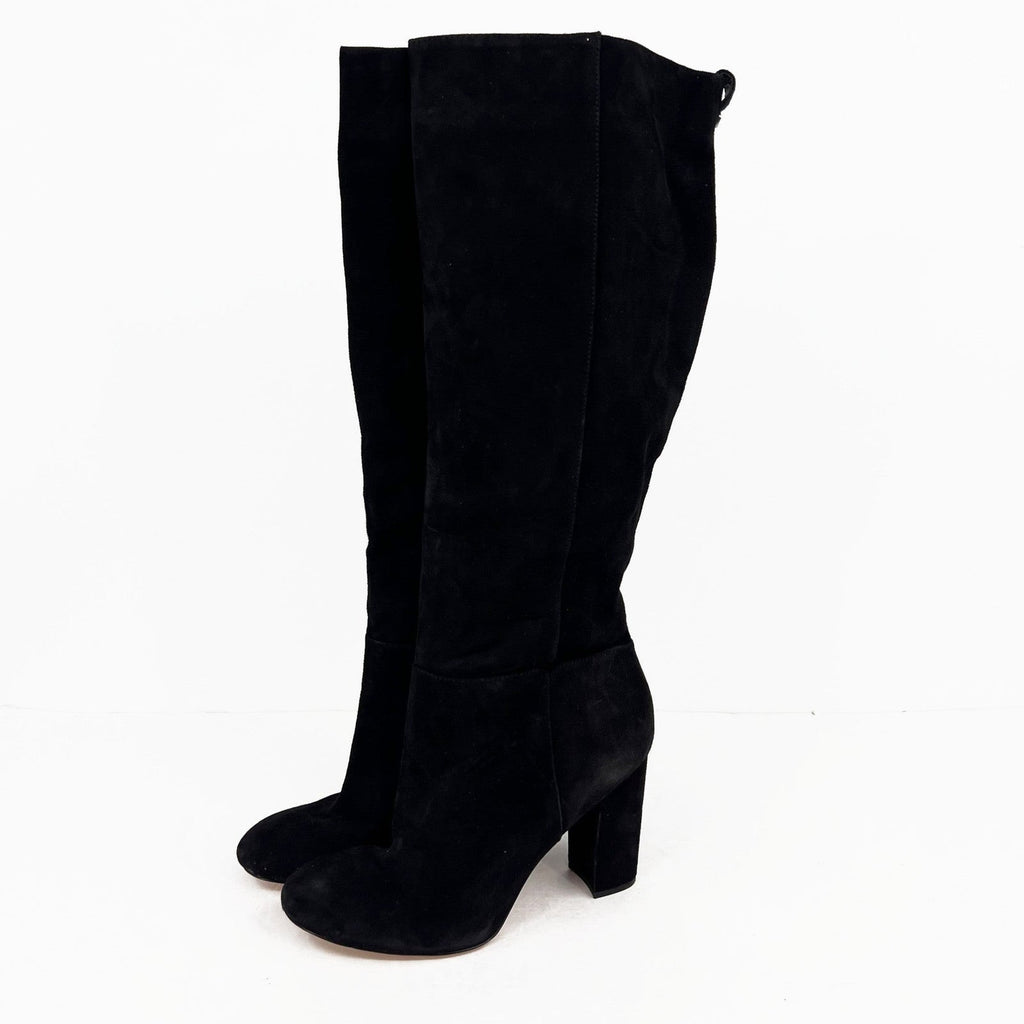 Sam Edelman Womens Caprice Heeled Knee High Boots Size 9 EU 39 Black Suede NWOB