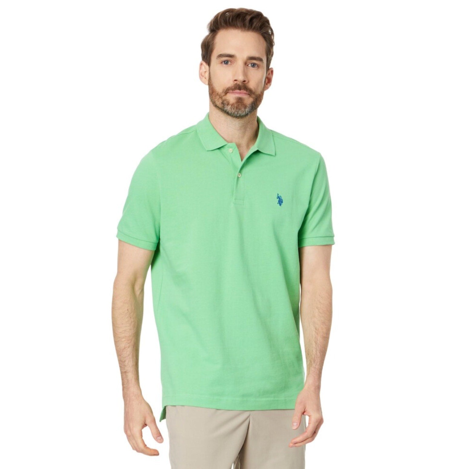 U.S POLO ASSN Men's Pique Polo Shirt XL Berkeley Green Short Sleeve NWT