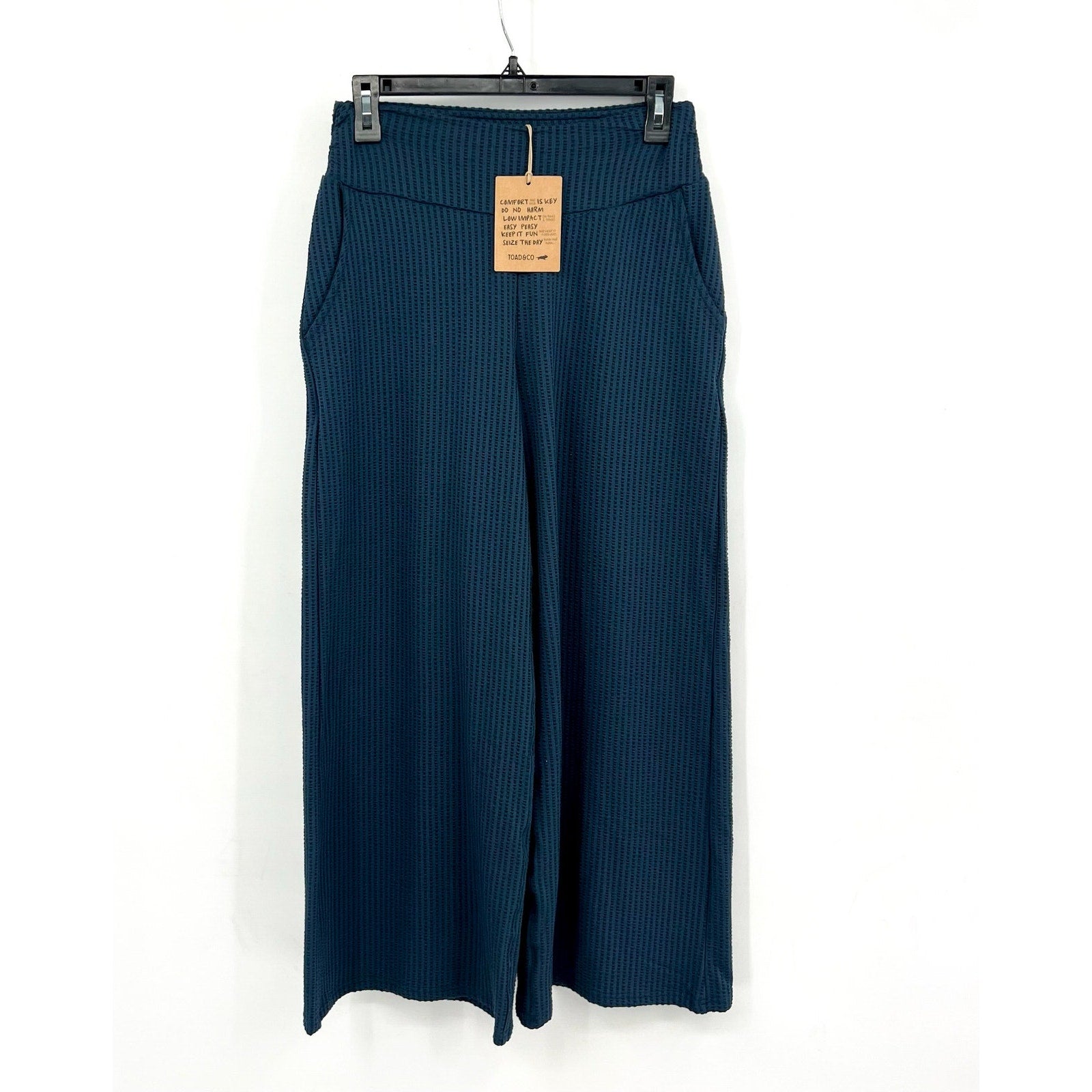 TOAD & CO Women's Chaka Wide Leg Pants XS Blue Midnight Texture Ankle NWT