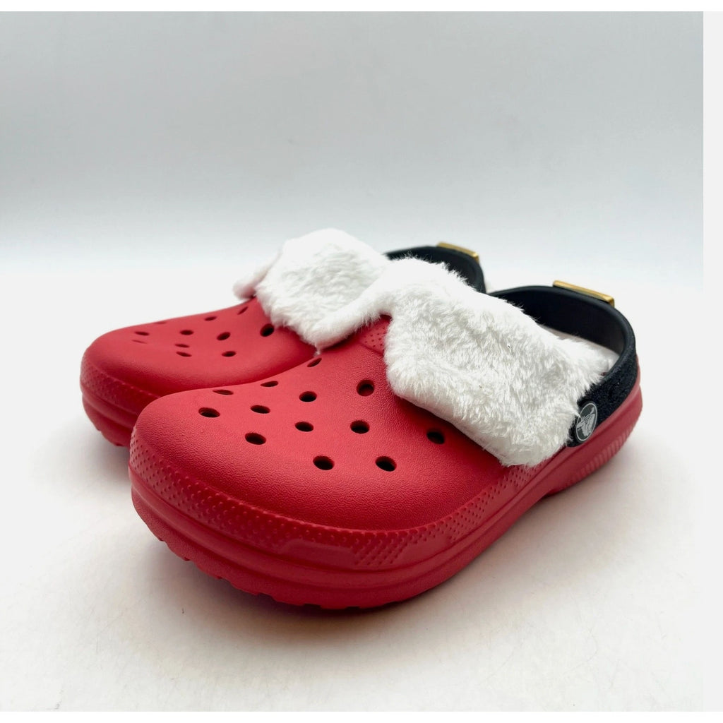 Crocs Unisex Santa Classic Clogs Little Kids 11 Festive Red White Black NWT