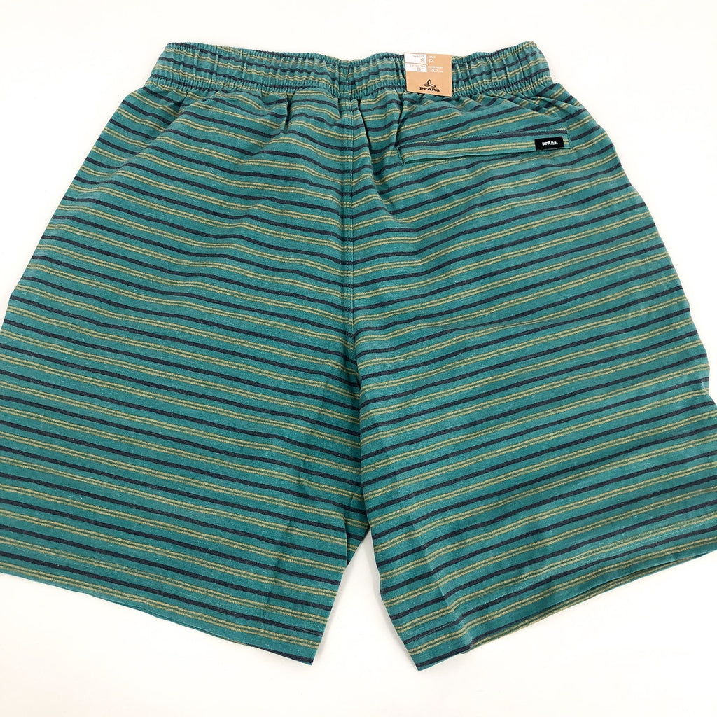 PRANA Men's Metric Swim Short Small Blue Green Cove Stripe 8" Inseam NWT