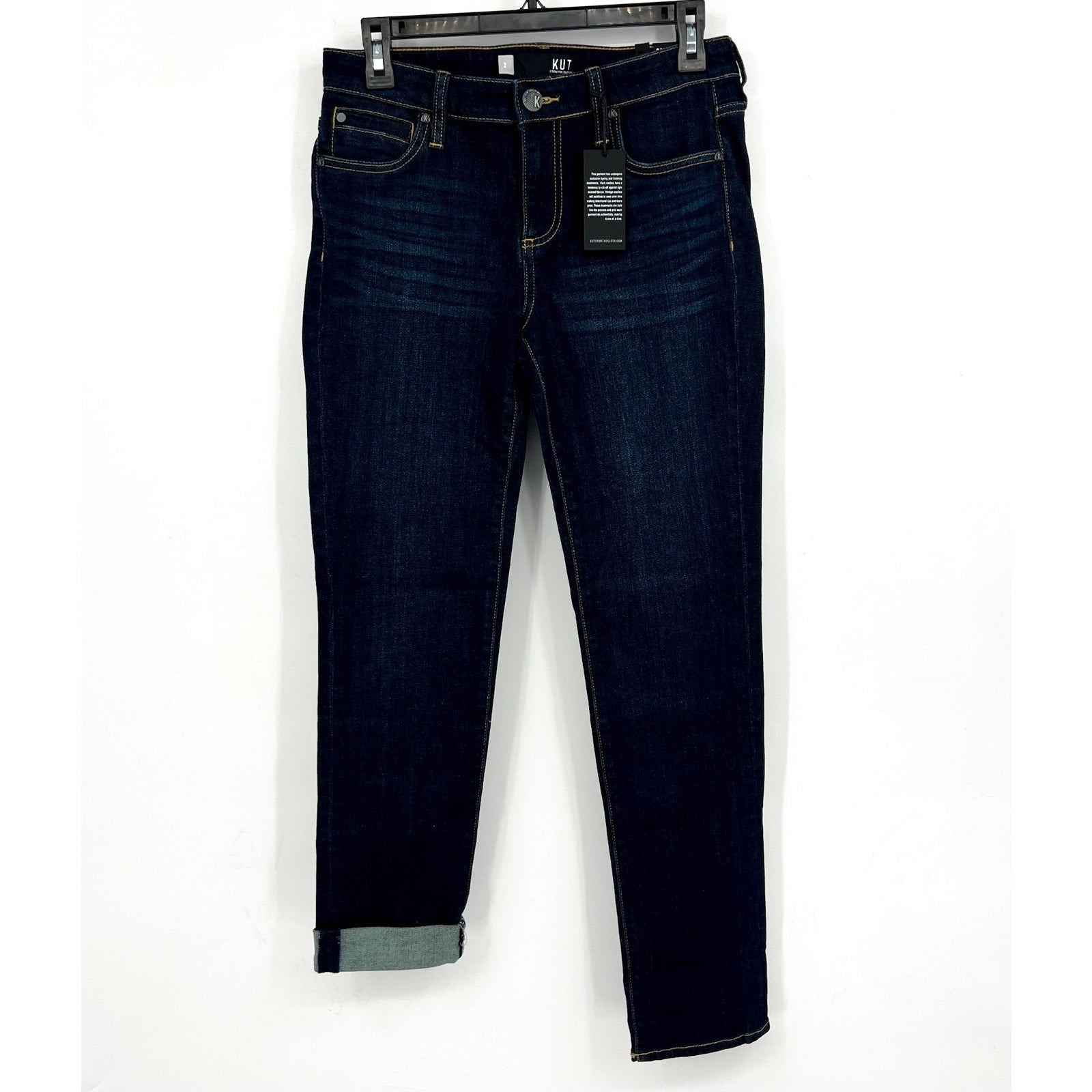 KUT FROM THE KLOTH Catherine Boyfriend Jeans Size 2 Dark Blue Wash NWT