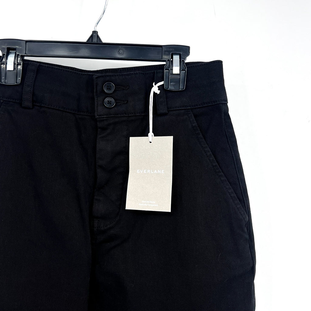 EVERLANE Women's The Organic Straight-Leg Pants Size 6 Black Utility Pockets NWT