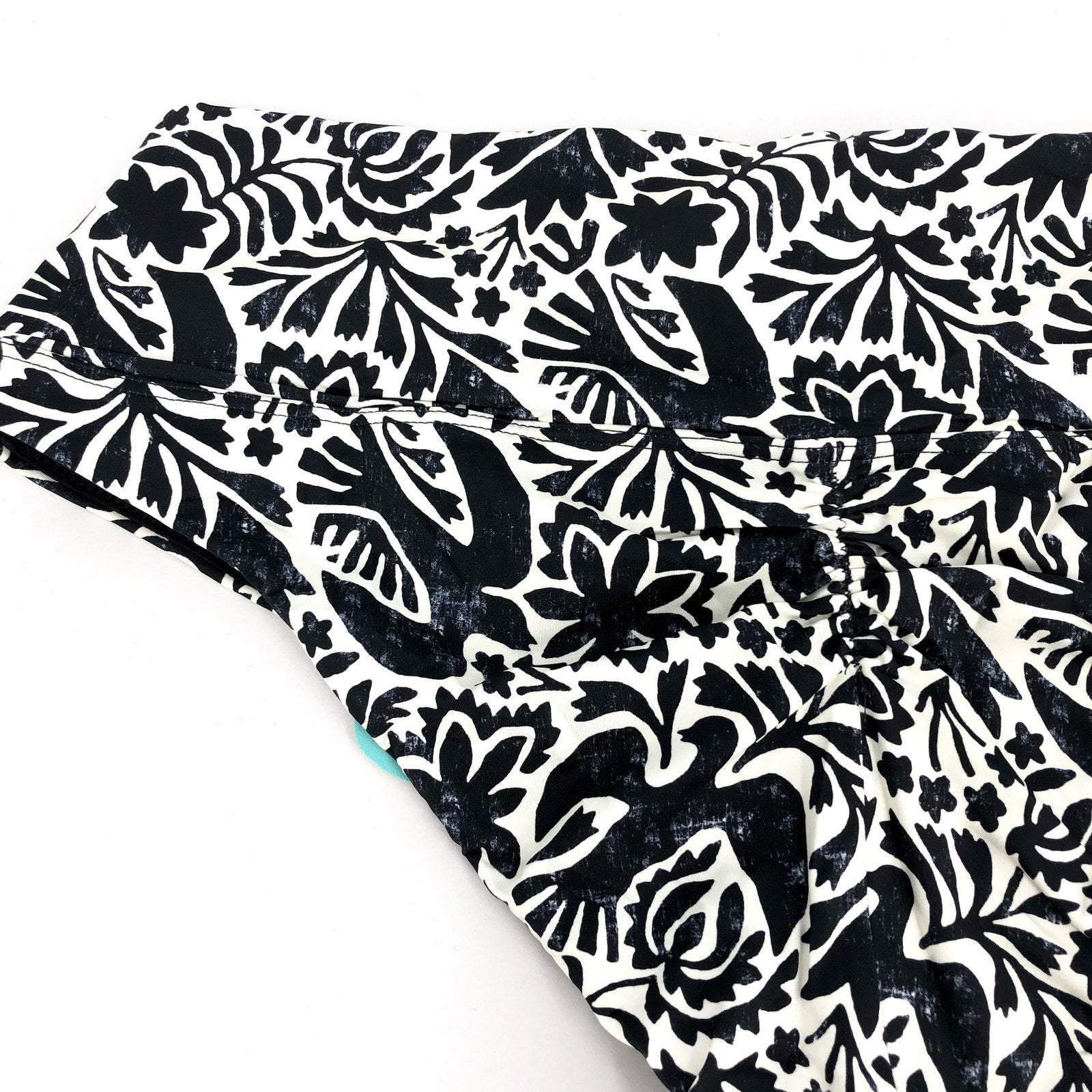 PRANA Women's Aurelia Bikini Bottom XS White Black Flora Fauna High Waist NWT
