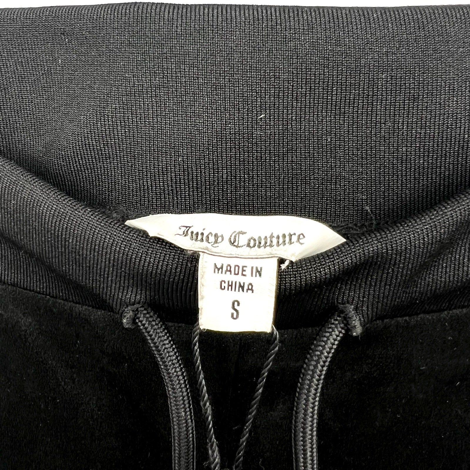 JUICY COUTURE Women's OG Big Bling Velour Track Pants Small Black Liquorice NWT