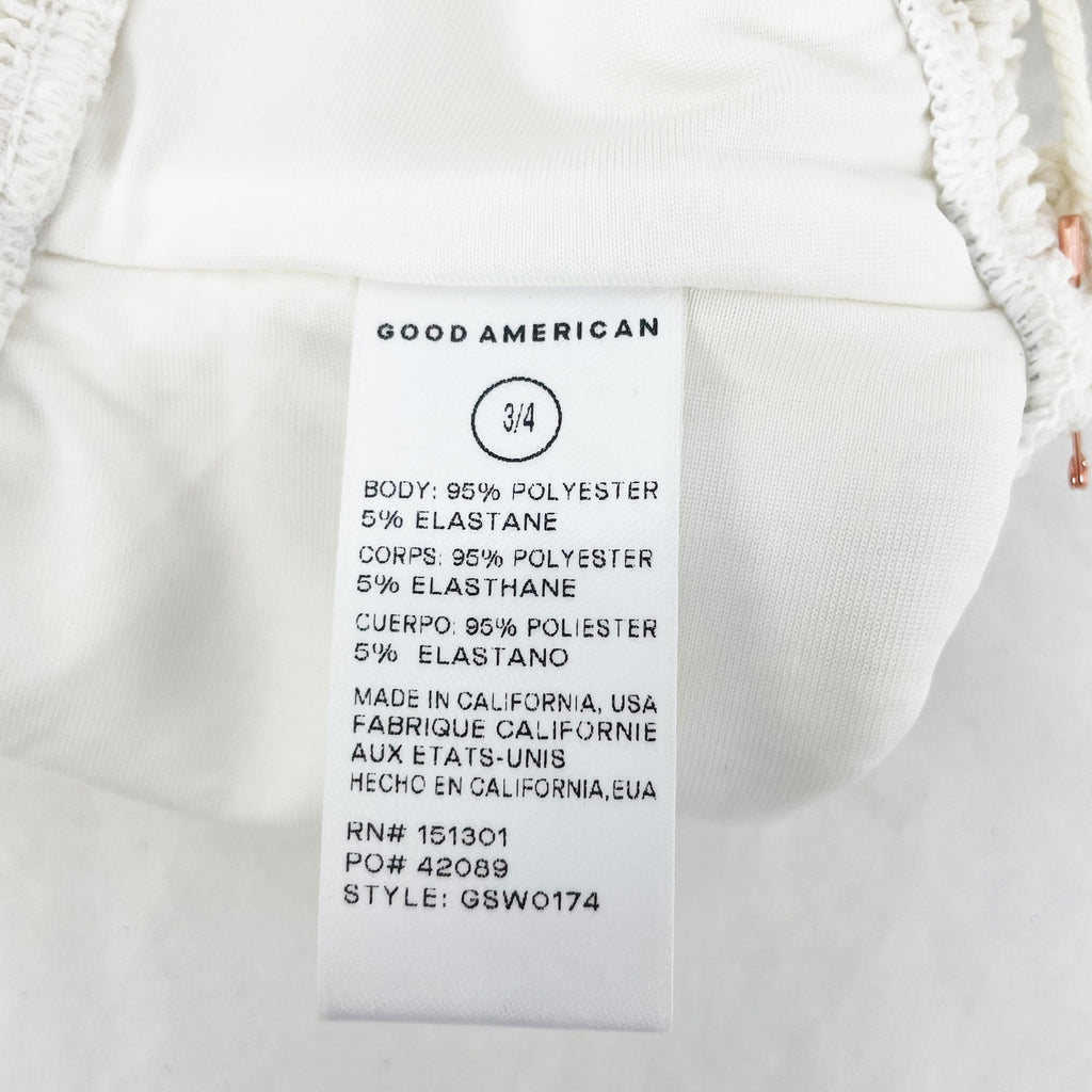 Good American Always Fits Bandeau Swim Top Sz 3/4 L-XL Cream White Ivory NWT