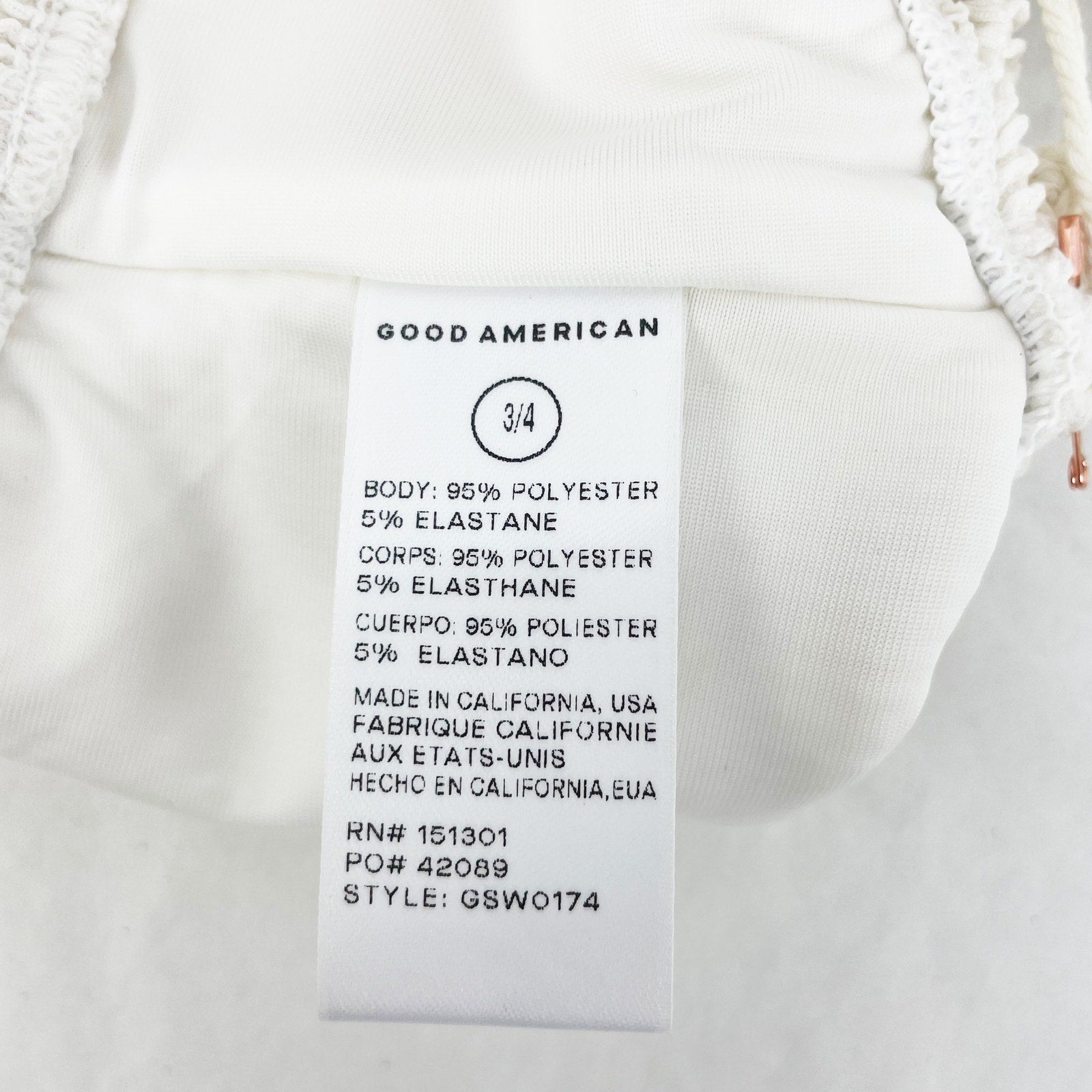 Good American Always Fits Bandeau Swim Top Sz 3/4 L-XL Cream White Ivory NWT