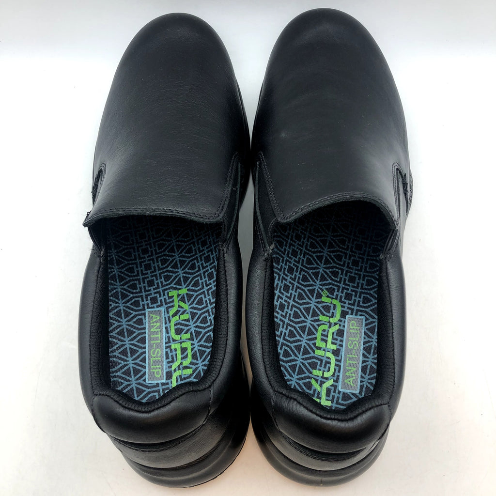 Kuru Mens Kivi 2 Slip On Sneakers 12.5 WIDE Jet Black Leather Anti Slip NWOB
