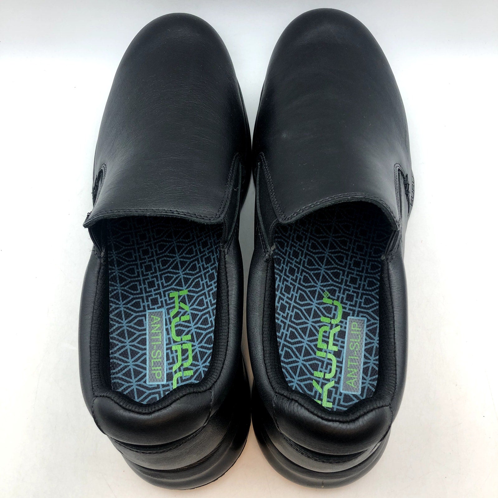 Kuru Mens Kivi 2 Slip On Sneakers 12.5 WIDE Jet Black Leather Anti Slip NWOB