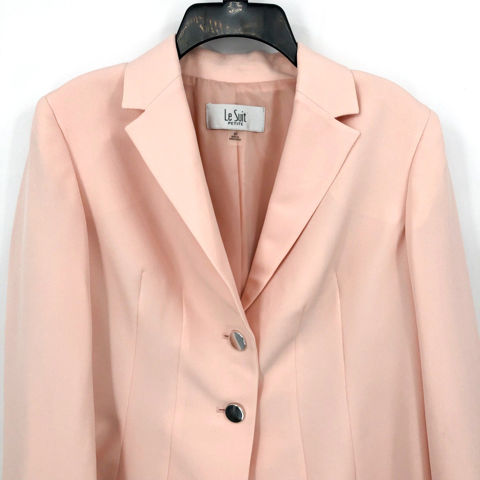 LE SUIT Womens 2 Button Suit Jacket 6 PETITE Light Blossom Pink Notch Blazer NWT