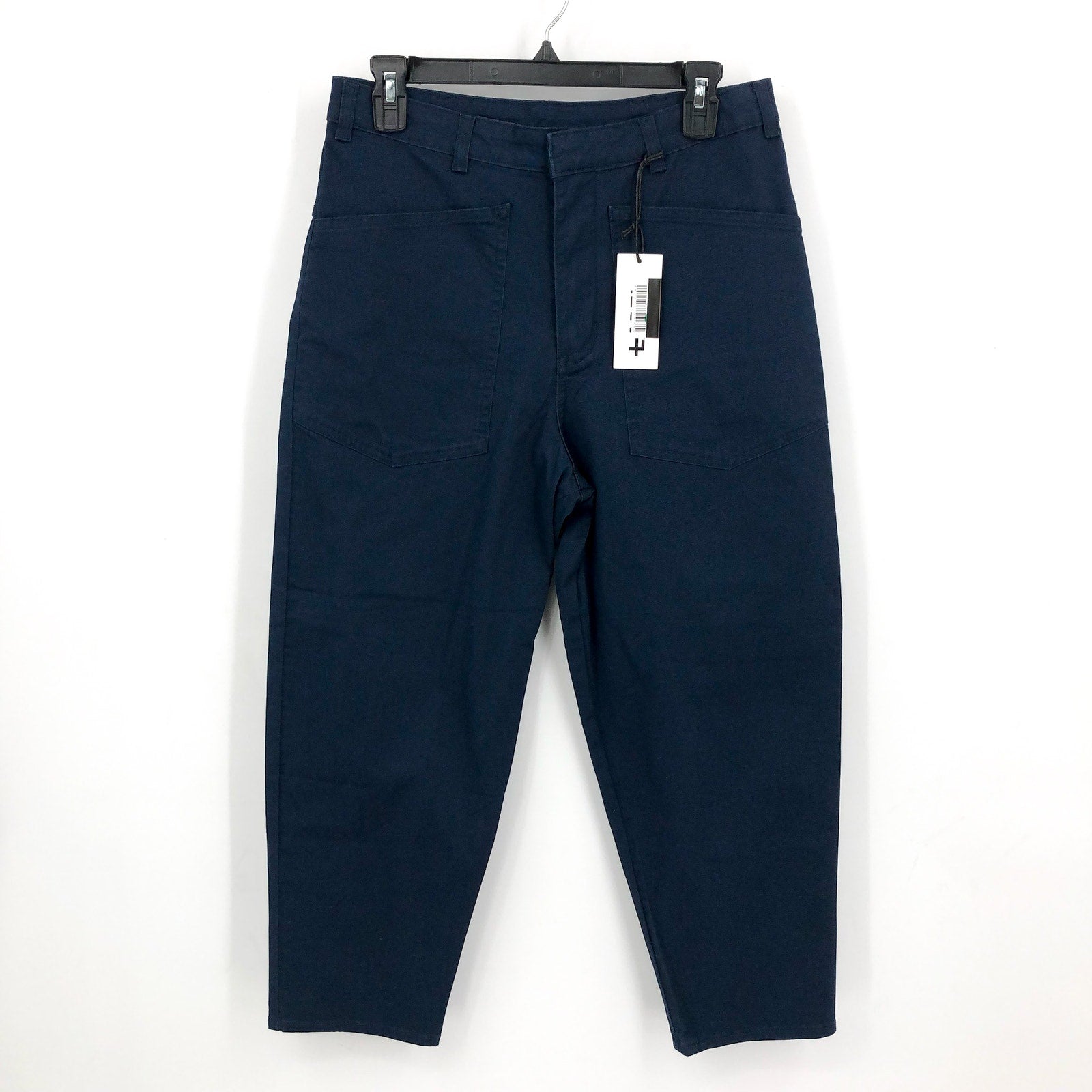 LABEL Womens Go-to Pants XS Navy Blue Relaxed Fit High Rise Crop Pockets NWT