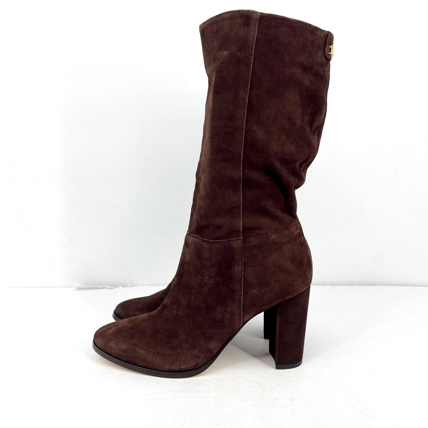 Lauren Ralph Lauren Artizan II Mid Calf Boots US 9.5 B EU 41 Brown Suede NWOB