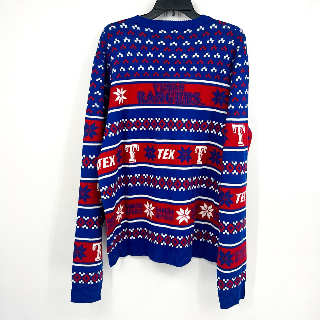 MLB GENUINE MERCHANDISE Men's Texas Ranger Crewneck Sweater Large Blue Red NWT
