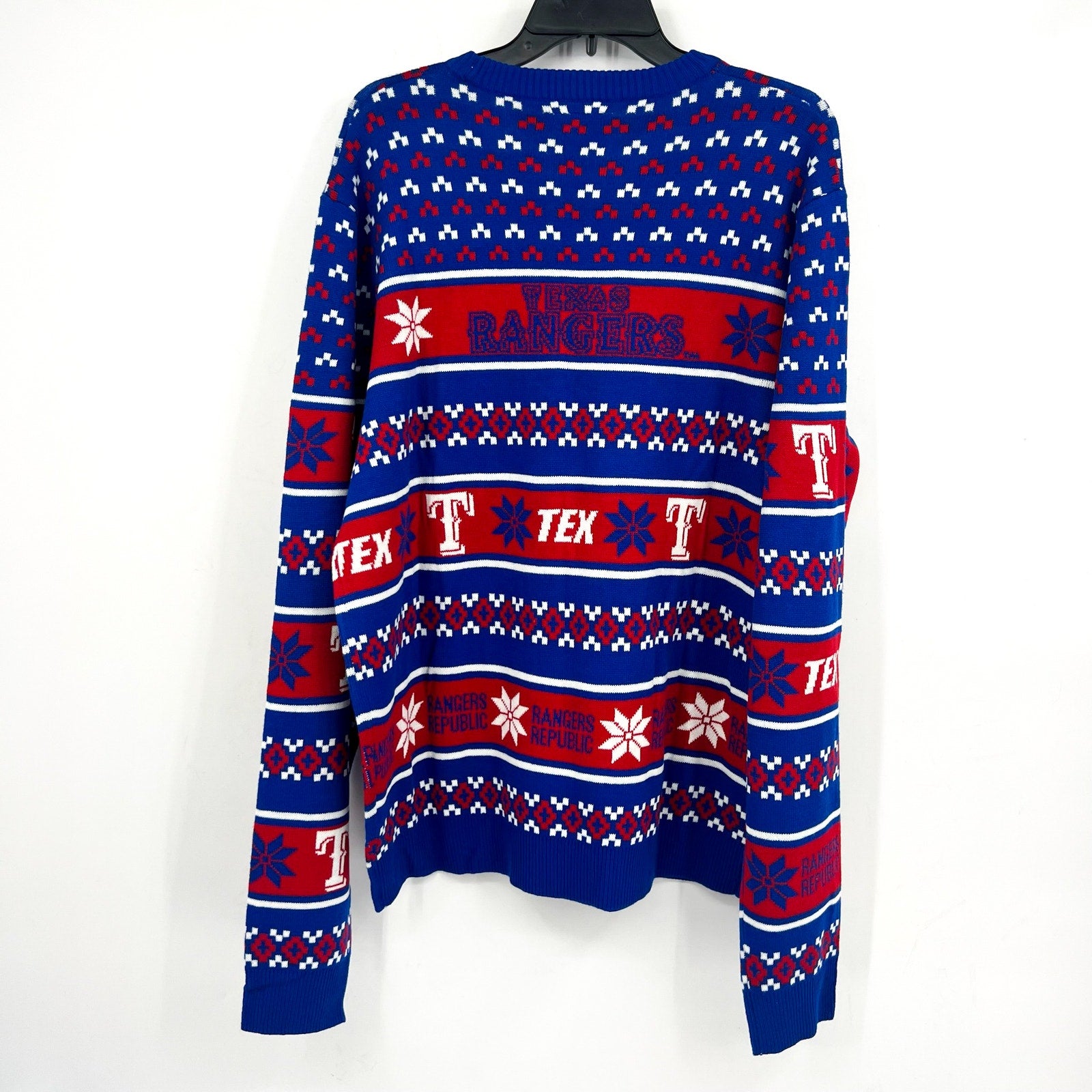 MLB GENUINE MERCHANDISE Men's Texas Ranger Crewneck Sweater Large Blue Red NWT