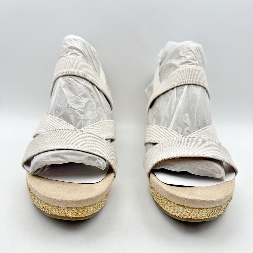 LifeStride Womens Danita Wedge Sandals Size 9.5 Bone Off White Canvas NIB