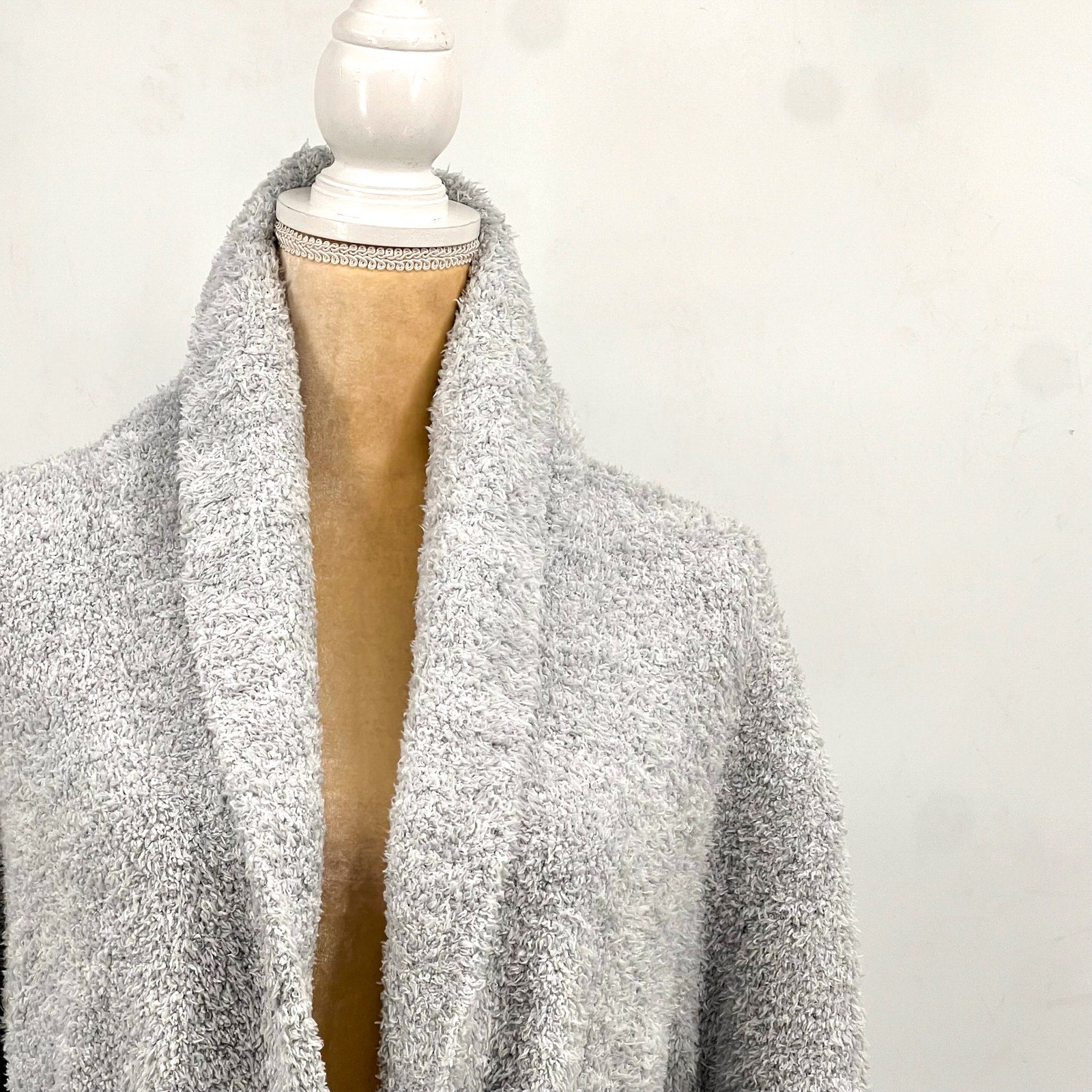 BAREFOOT DREAMS CozyChic Heathered Robe SIZE 2 LARGE- XL HE Ocean-White NWT