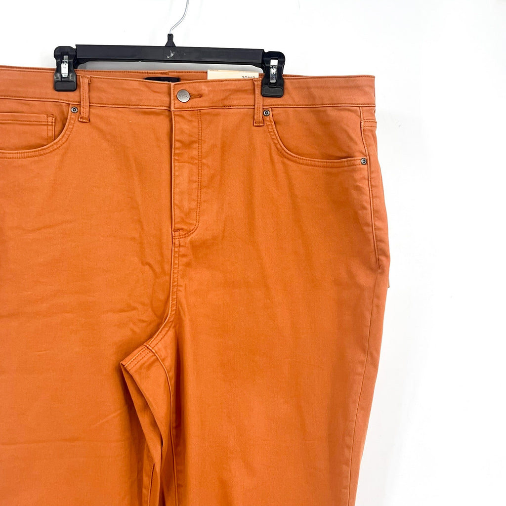 NYDJ Womens Margot Girlfriend Jeans Size 20W PETITE Rust Brown Straight Leg NWT