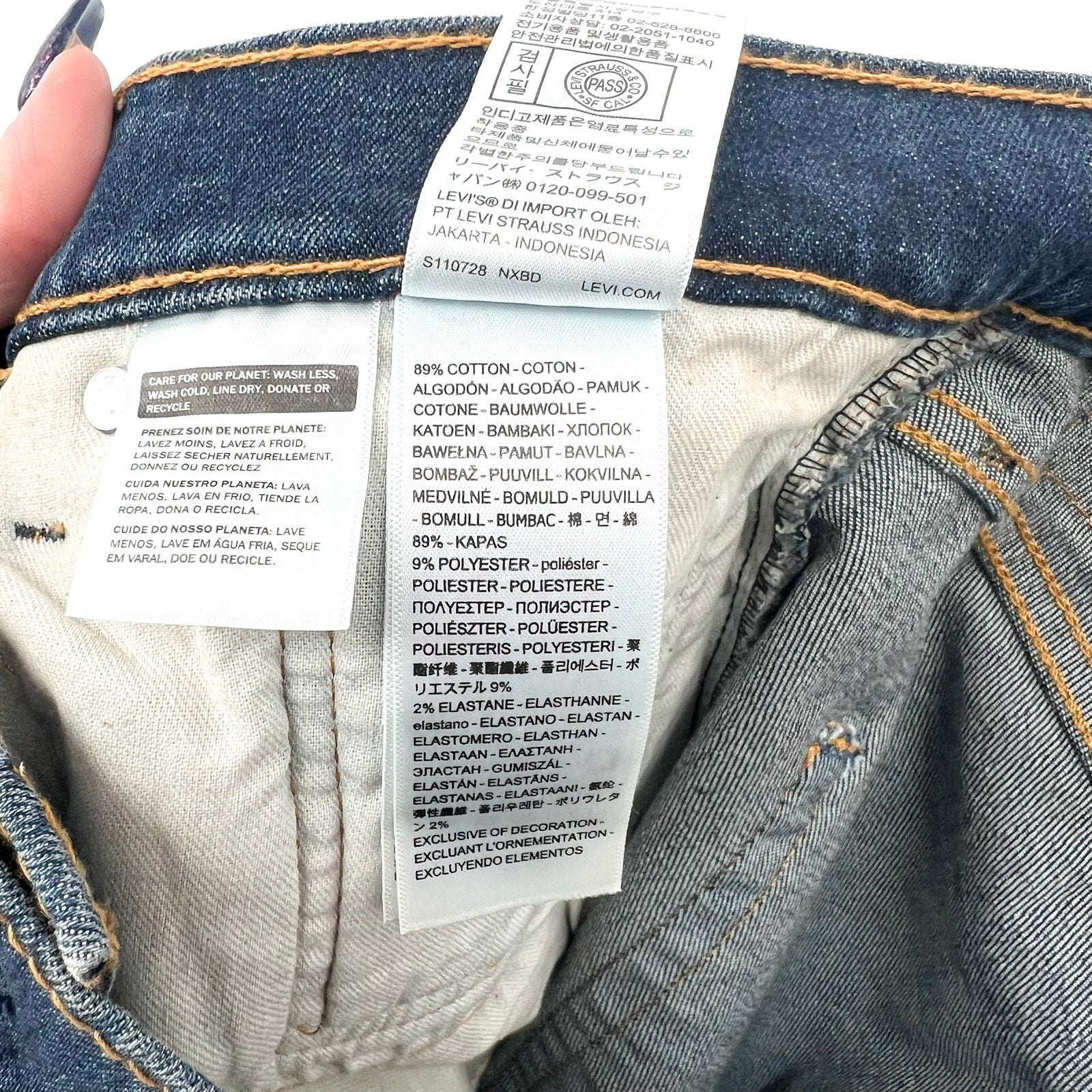 LEVI'S Men's 512 Slim Taper Fit Jeans 38x32 Dark Blue Stretch 28833-0682 NWT