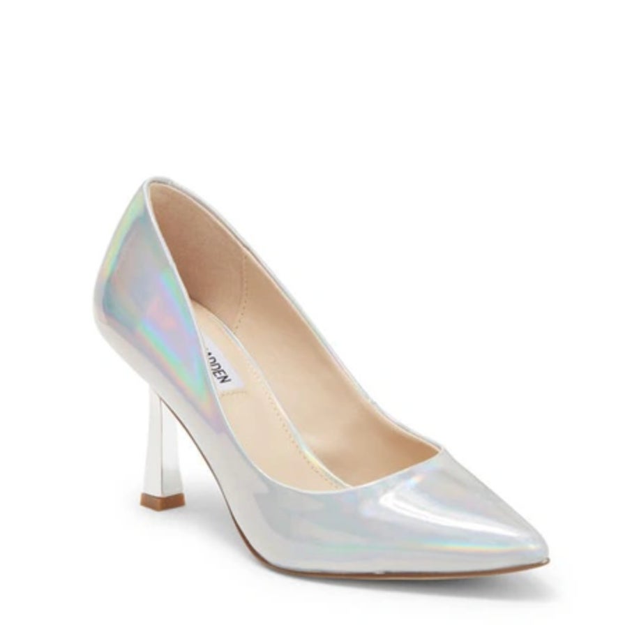 Steve Madden Womens Salza Pointed Toe Pumps Size 8.5 Silver Iridescent NWOB