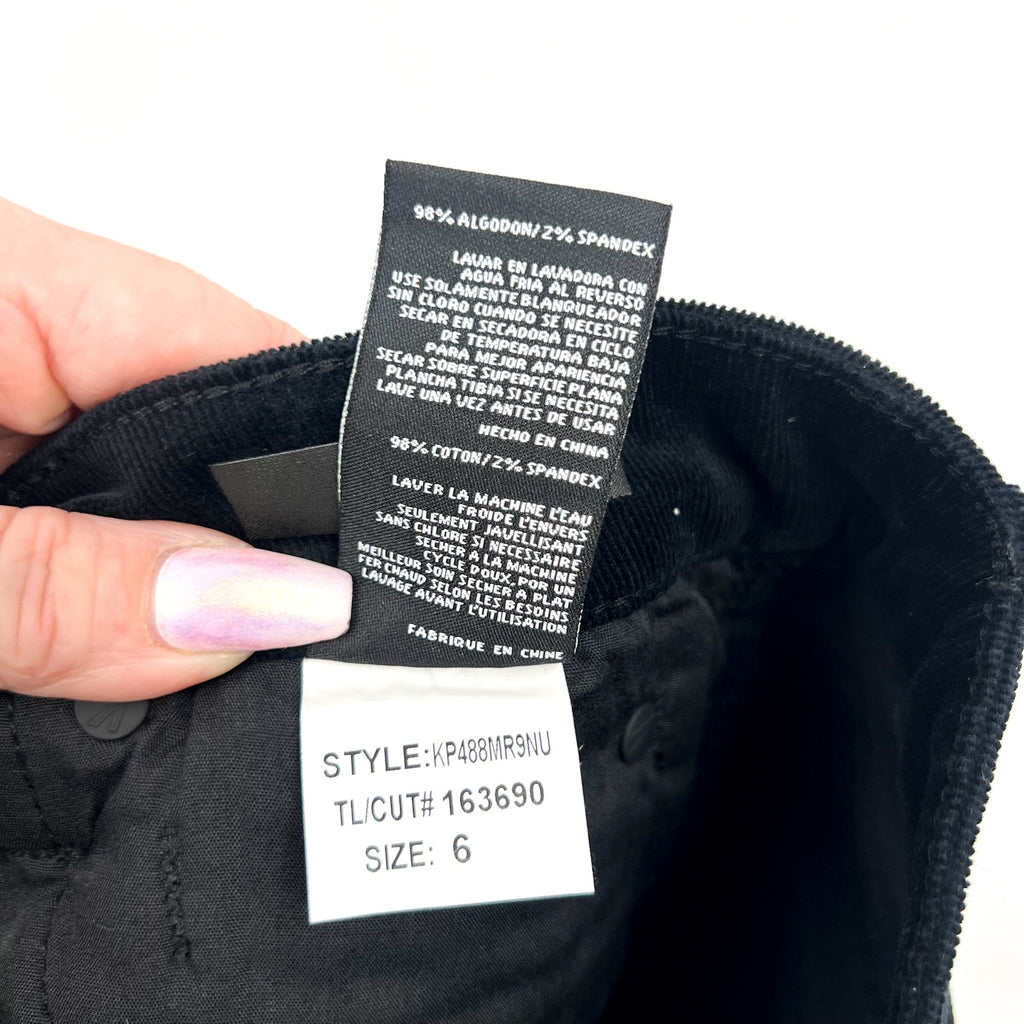KUT FROM THE KLOTH Women's Diana Skinny Jeans Size 6 Black Corduroy NWT