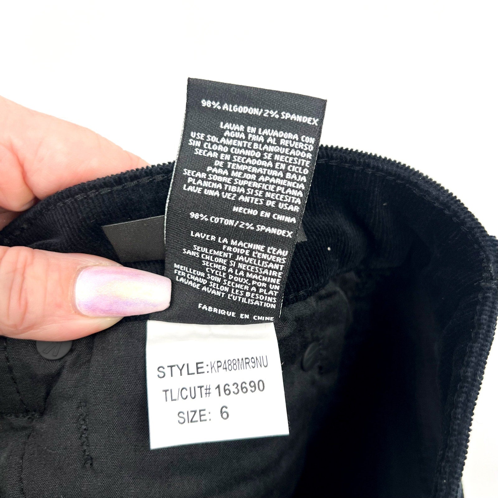 KUT FROM THE KLOTH Women's Diana Skinny Jeans Size 6 Black Corduroy NWT