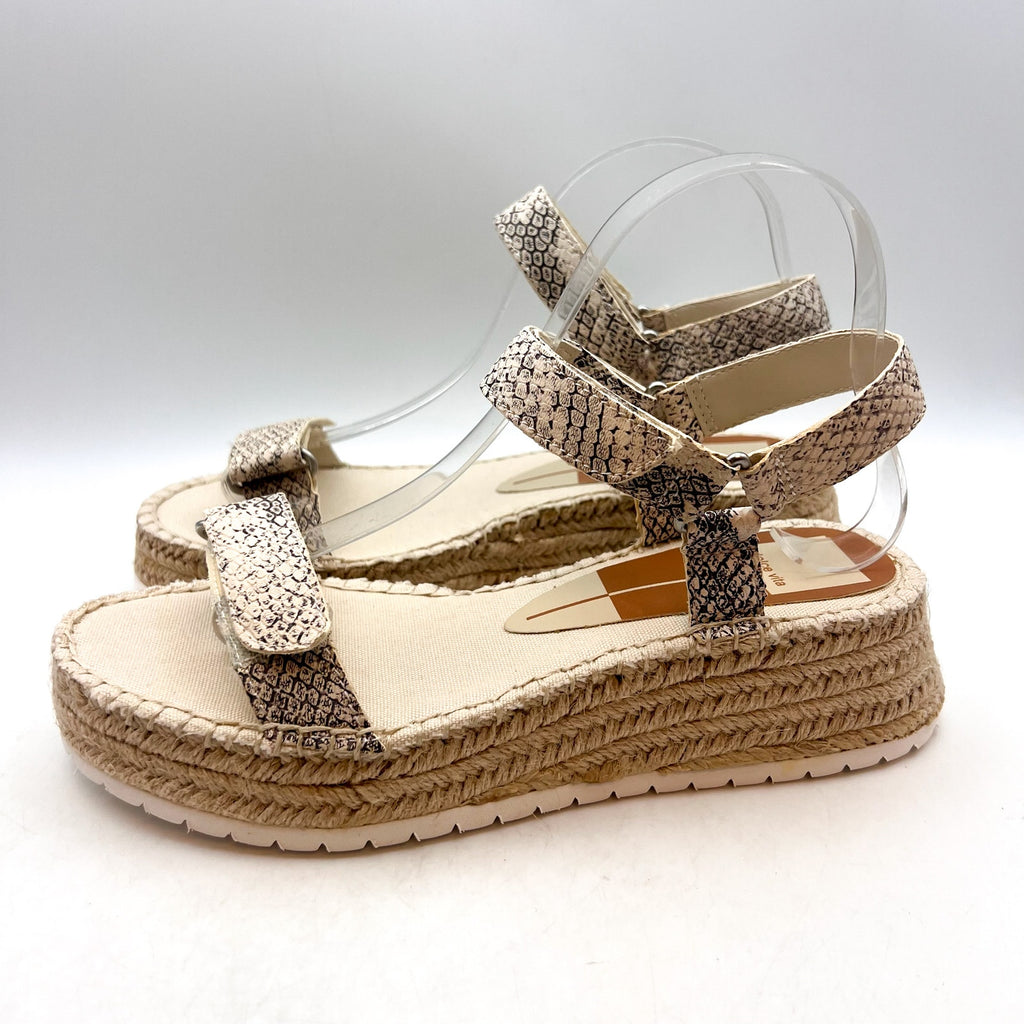 DOLCE VITA Myra Espadrille Platform Sandals Size 8.5 Stone Snake Leather NWOB