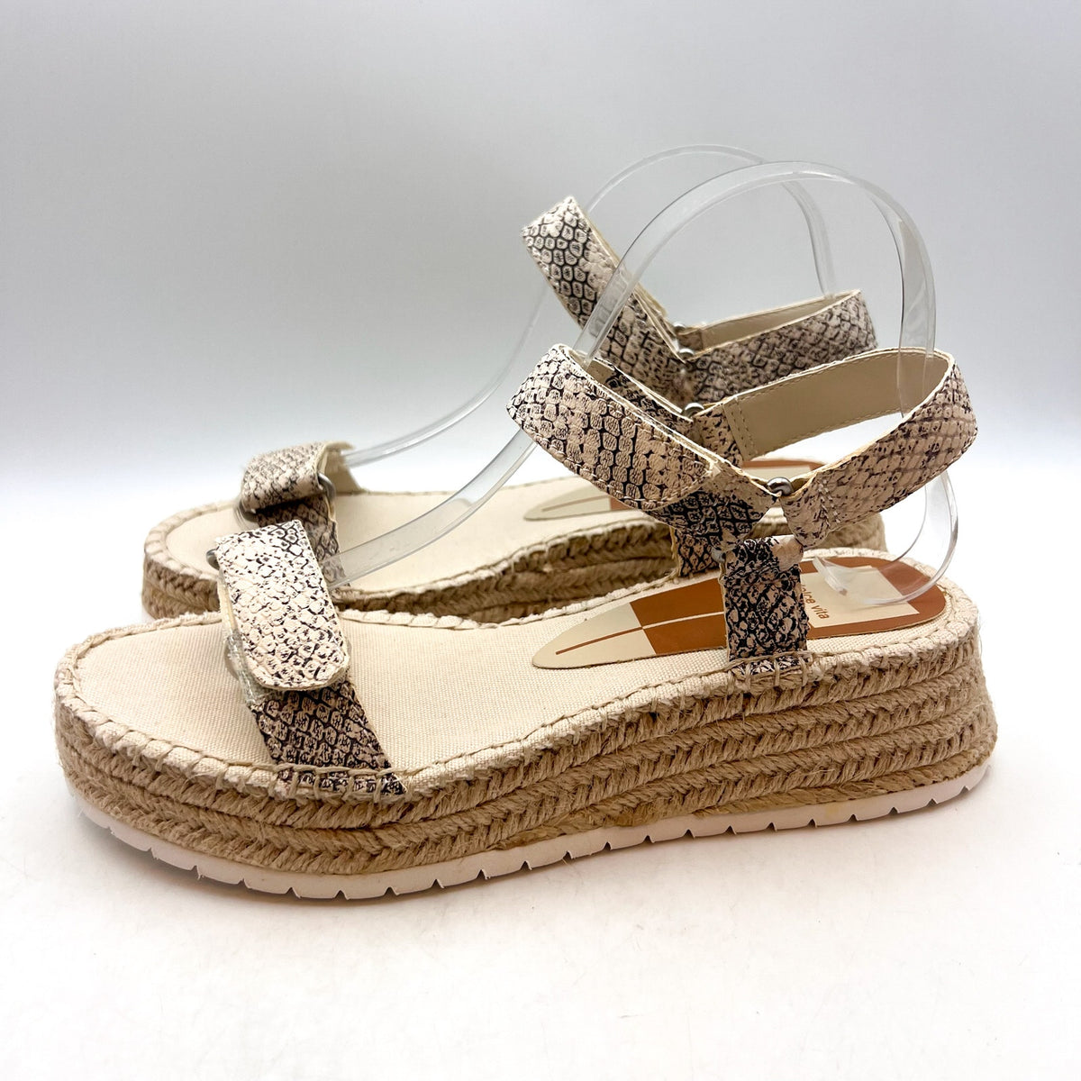 DOLCE VITA Myra Espadrille Platform Sandals Size 8.5 Stone Snake Leather NWOB