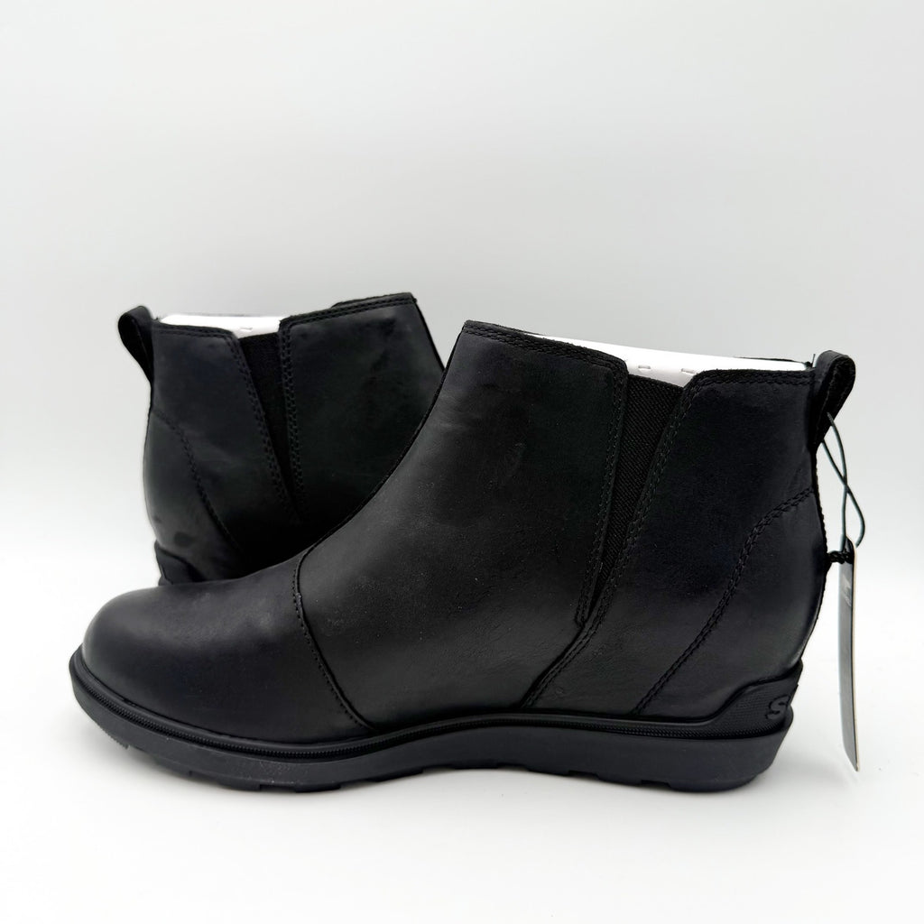 Sorel Womens Evie ll Chelsea Ankle Bootie US 10 Black Leather Waterproof NIB