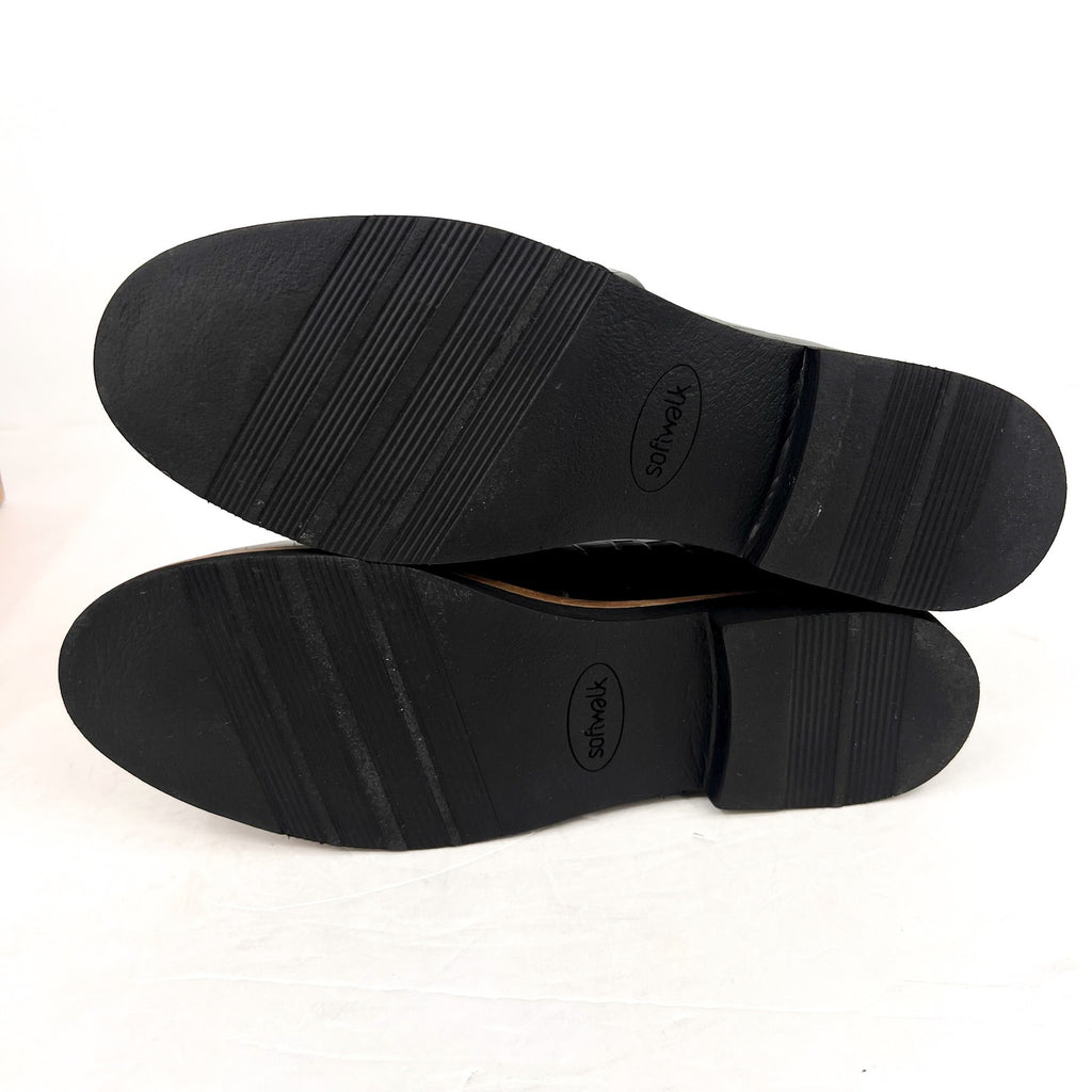 SOFTWALK Women's Walsh Slip On Loafers Size 7.5 NARROW Black Croco Leather NIB