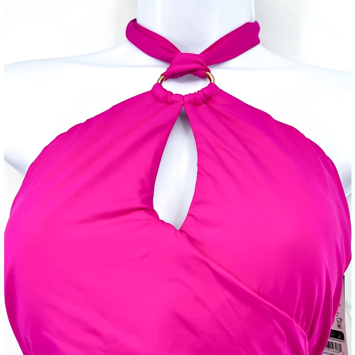 LAUREN RALPH LAUREN O-Ring One-Piece Swimsuit Size 16 Freesia Pink High-Neck NWT
