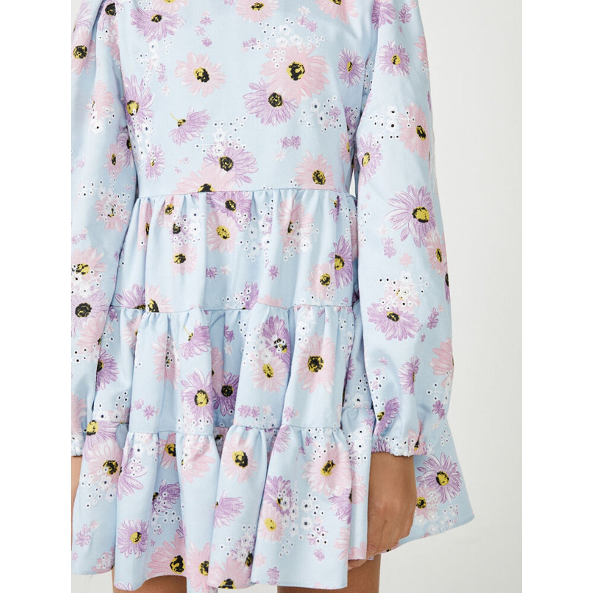 BARDOT Girls Ella Broderie Dress Size 8 Blue Floral Size Long Sleeve NWT