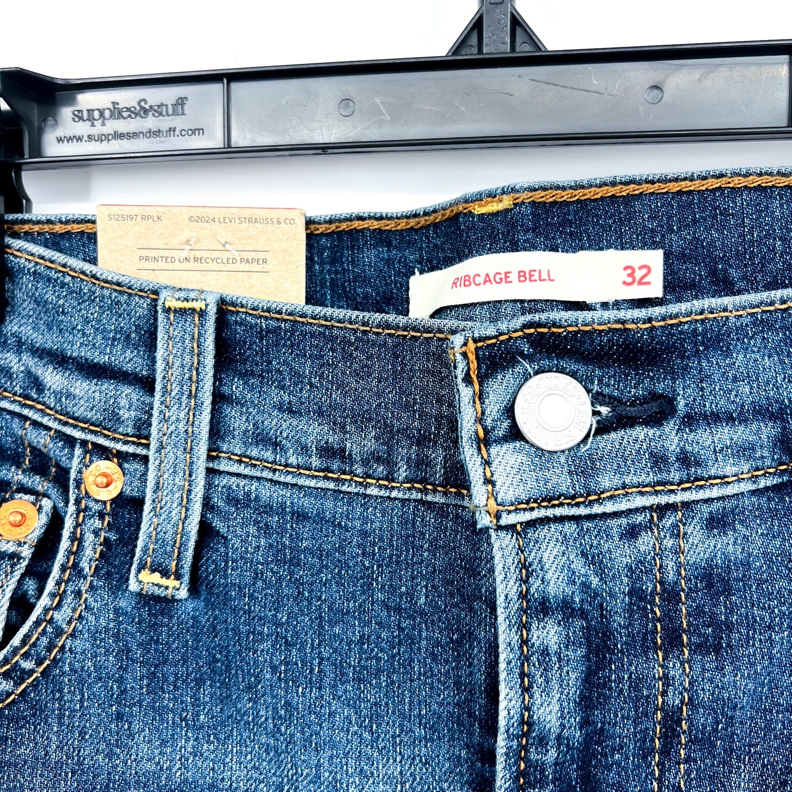 LEVI'S Womens Ribcage Bell Jeans 32x32 US 14 Blue New York Moment A75030002 NWT