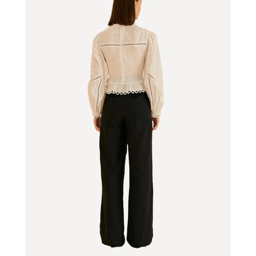 FARM RIO Women's Wide Leg Linen Pants Small Black Low Waist NWT