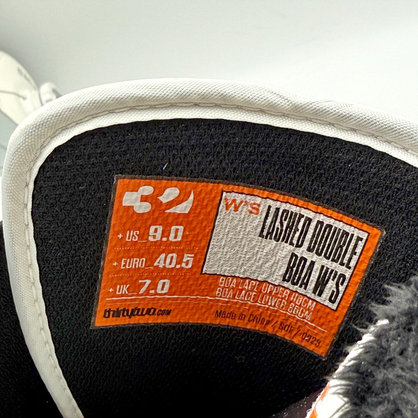 ThirtyTwo Womens Lashed Double Boa Snowboard Boot US 9 White Grey NWOB