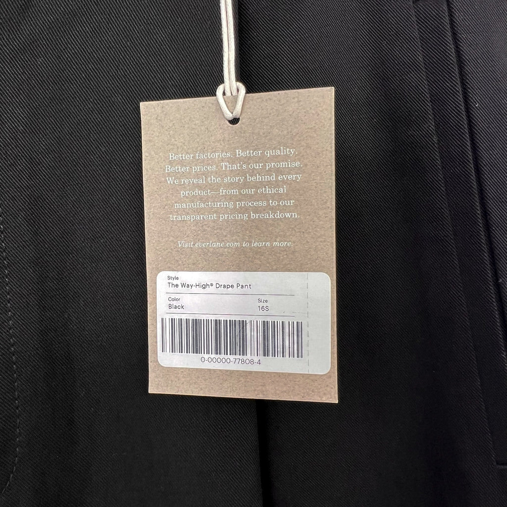 Everlane Womens The Way-High Drape Pants Size 16 30" Inseam Pleated Black NWT