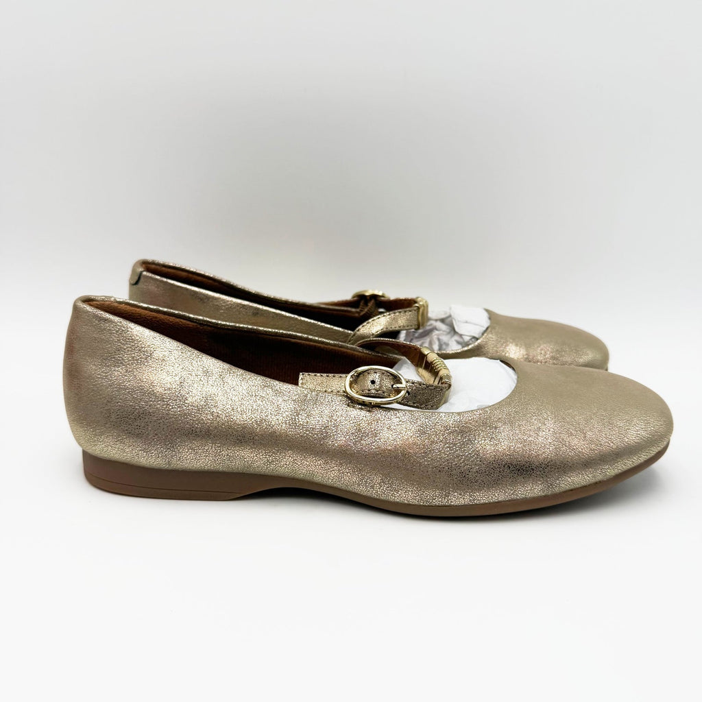 Eurosoft Womens Khloe Mary Jane Flats Size 6 Gold Metallic Buckle Strap NWOB