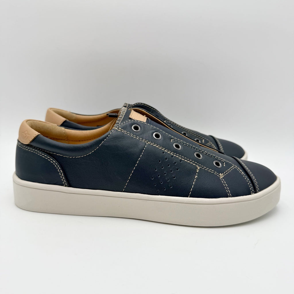 Spenco Womens Malibu Lux Casual Sneakers Size 10 Ink Blue Leather Slip On NIB