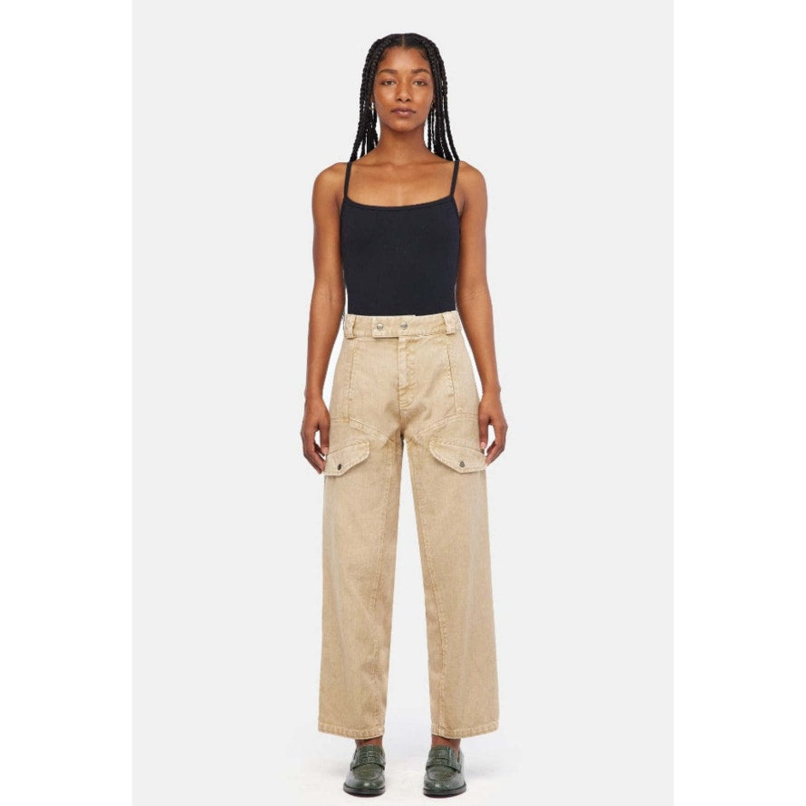 LACAUSA Women's Diego Cargo Trouser Jeans Size 4 Sand Mineral Wash High Rise NWT