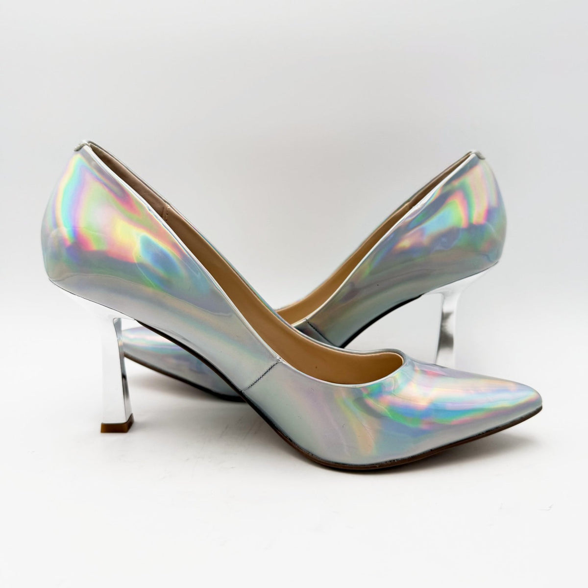 Steve Madden Womens Salza Pointed Toe Pumps Size 8.5 Silver Iridescent NWOB