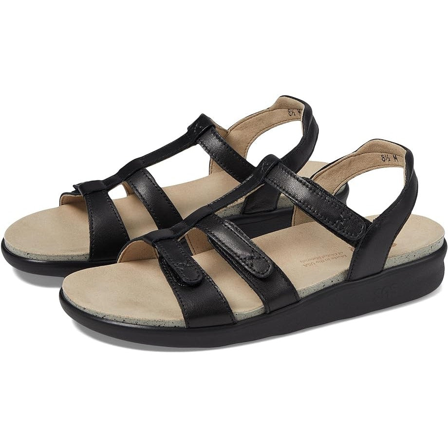 SAS Womens Sorrento Adjustable Comfort Sandals US 12 M Black Leather NIB