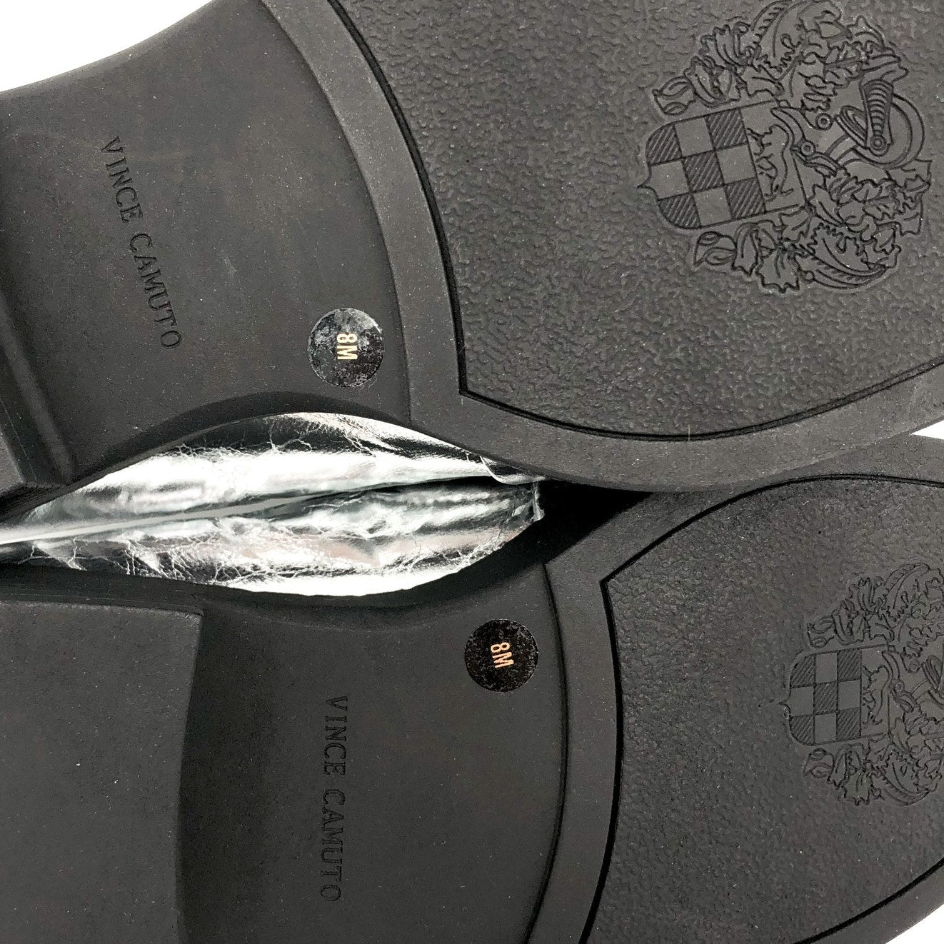 VINCE CAMUTO Women's Echika Loafer 8 M Silver Leather Chunky Block Heel NWOB