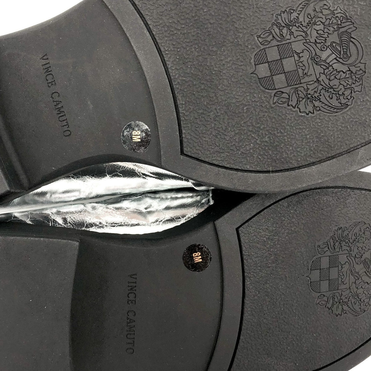 VINCE CAMUTO Womens Echika Loafer Size 8 M Silver Leather Chunky Block Heel NWOB
