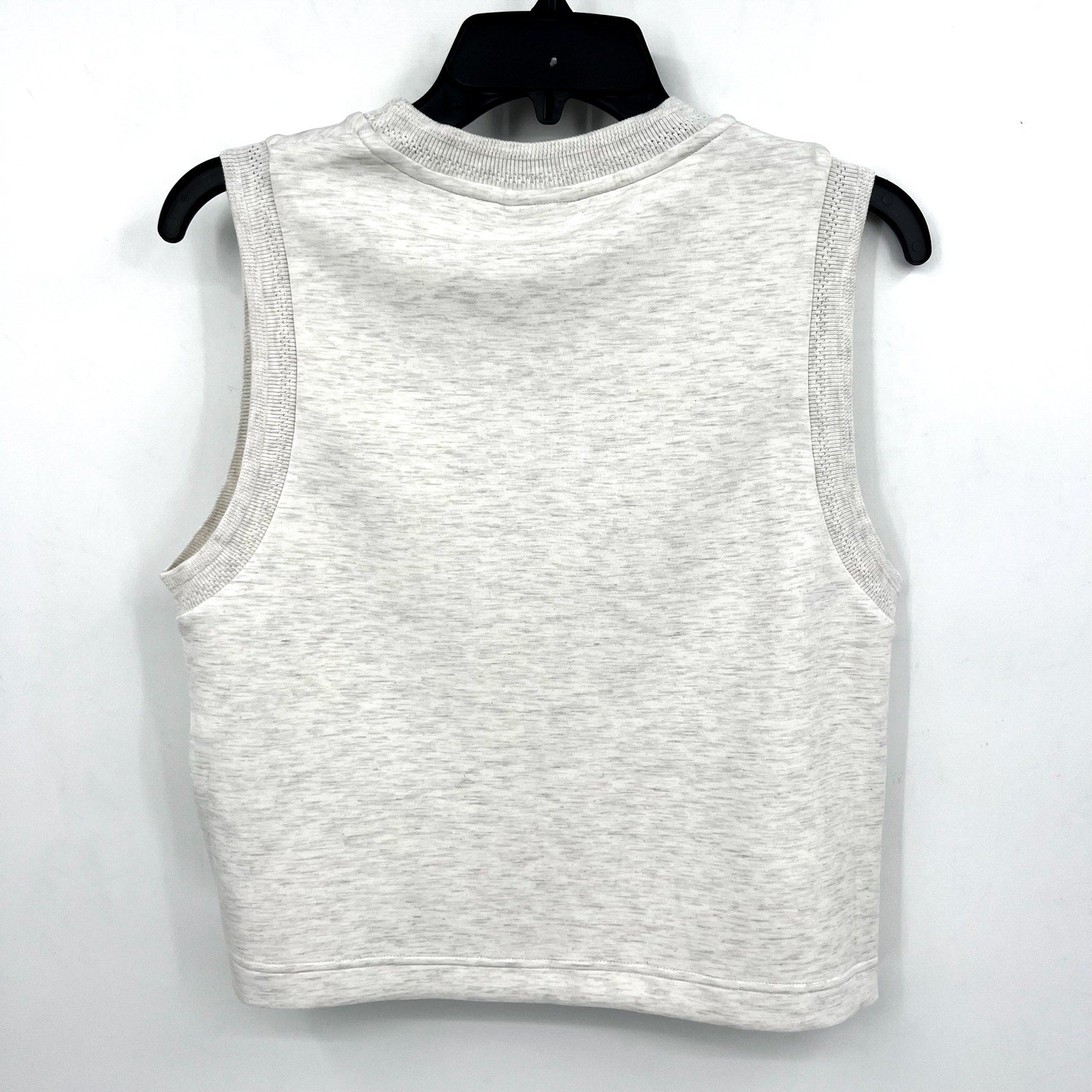 VARLEY Womens Shea Crop Tank Top Small Ivory Marl Crewneck Sleeveless Zipper NWT