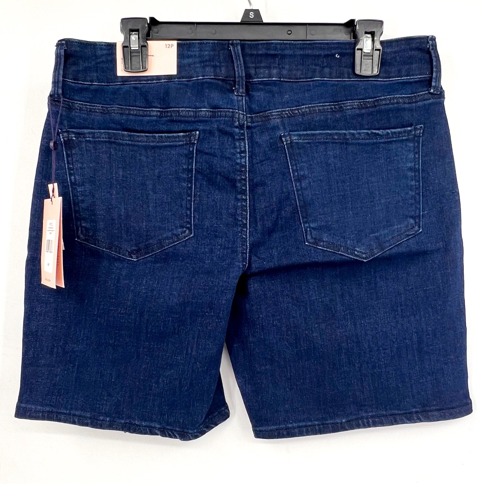 NYDJ Womens Ella Denim Shorts Size 12 PETITE Dark Blue Arise 8" Inseam NWT