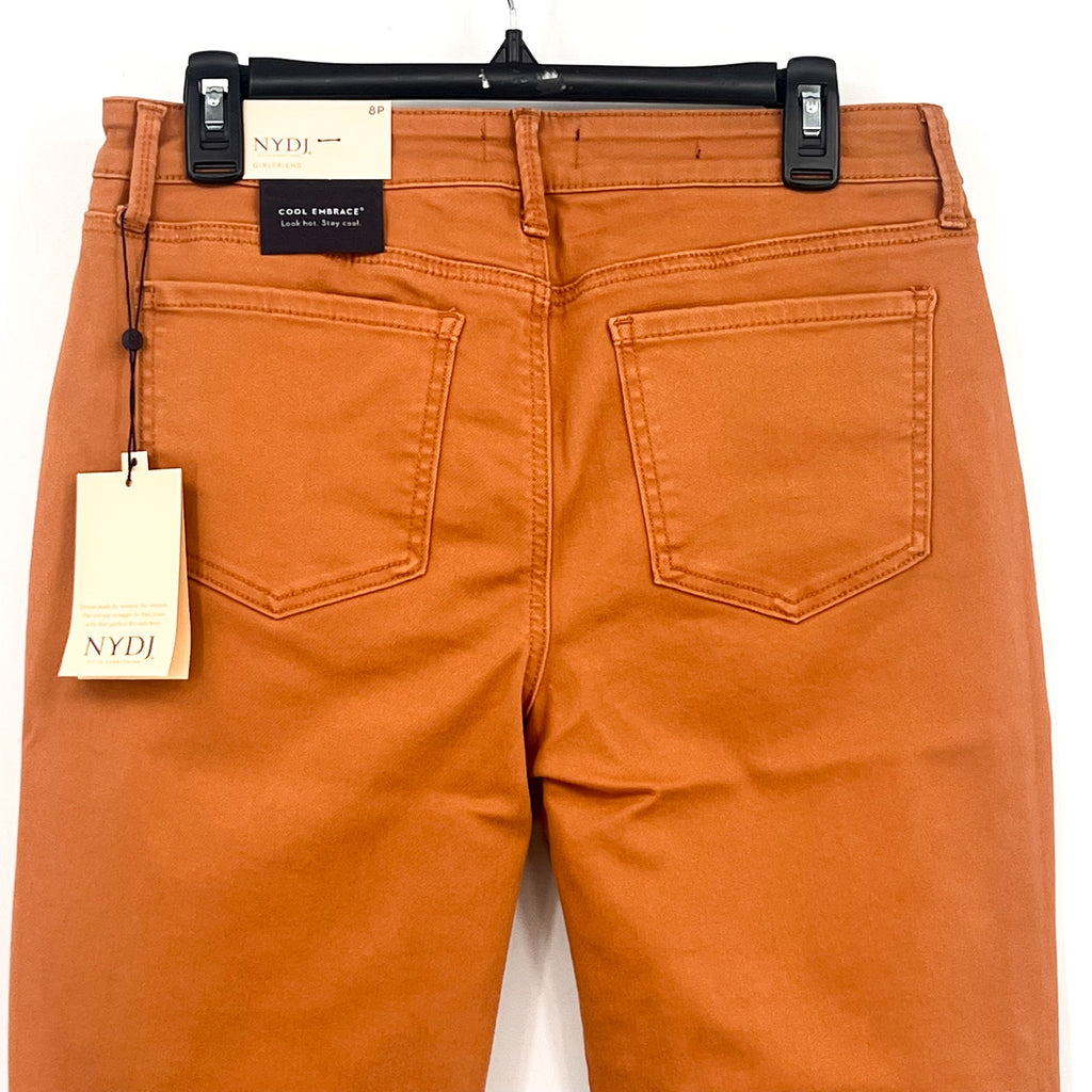 NYDJ Womens Margot Girlfriend Straight Leg Jeans Size 8 PETITE Rust Brown NWT