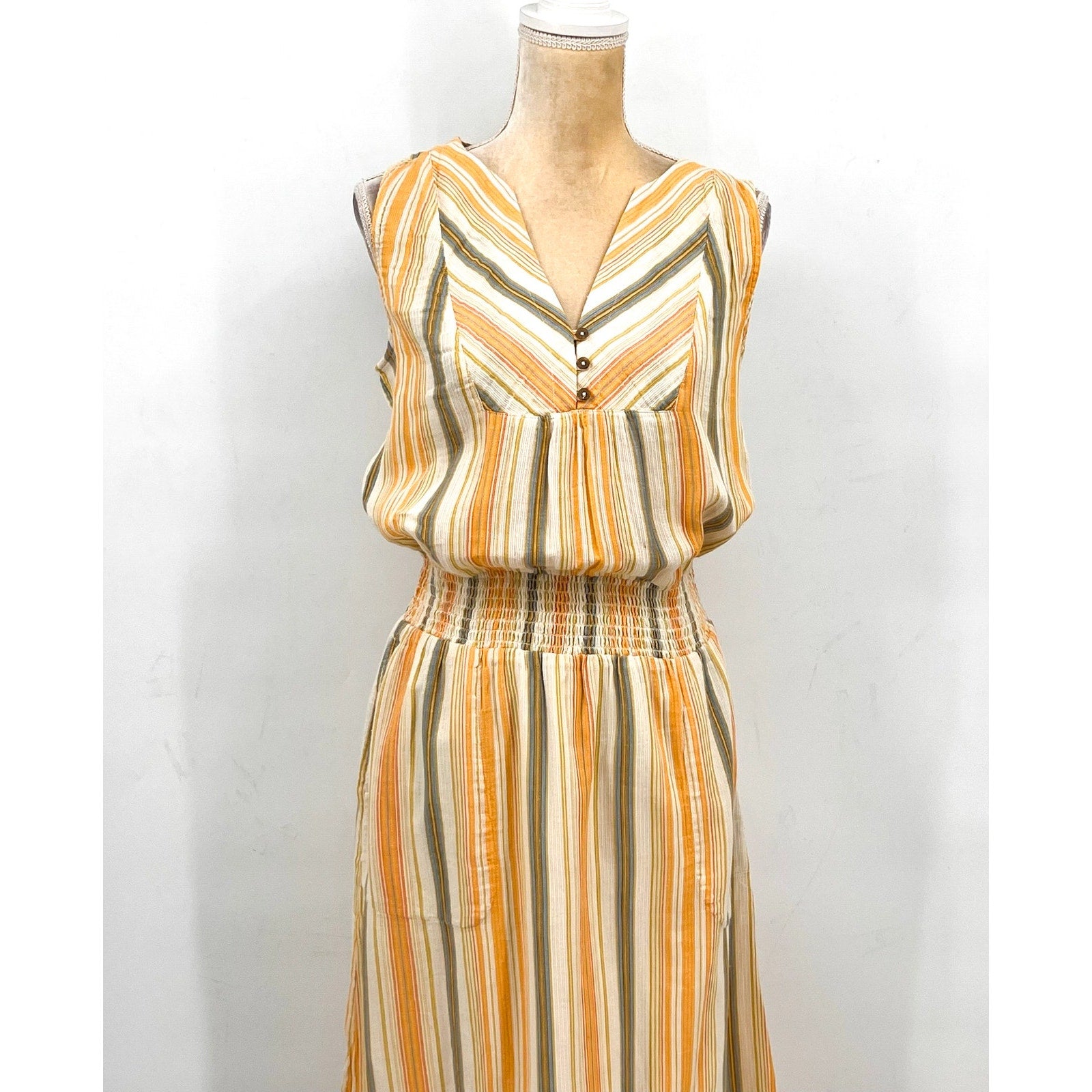 PRANA Women's California Dreaming Maxi Dress Medium Golden Hour Stripe NWT